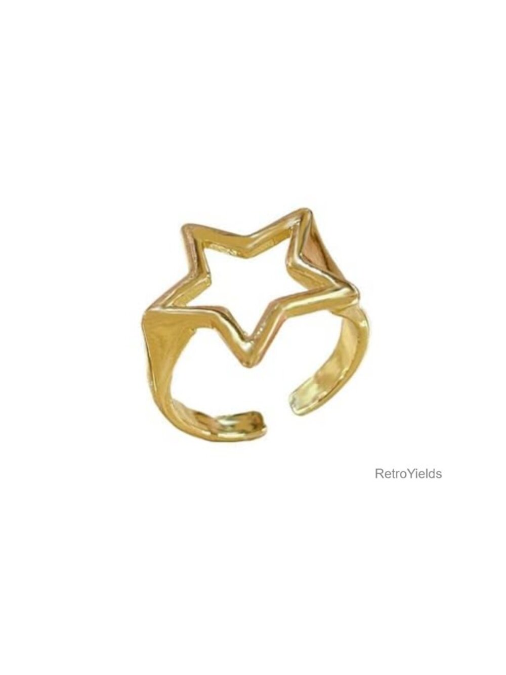 Star Open Band Adjustable Stainless Steel Chunky Gothic Ring
